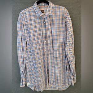 Peter Millar Blue & Orange Plaid Button Down Shirt